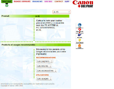 Commande consommables Canon